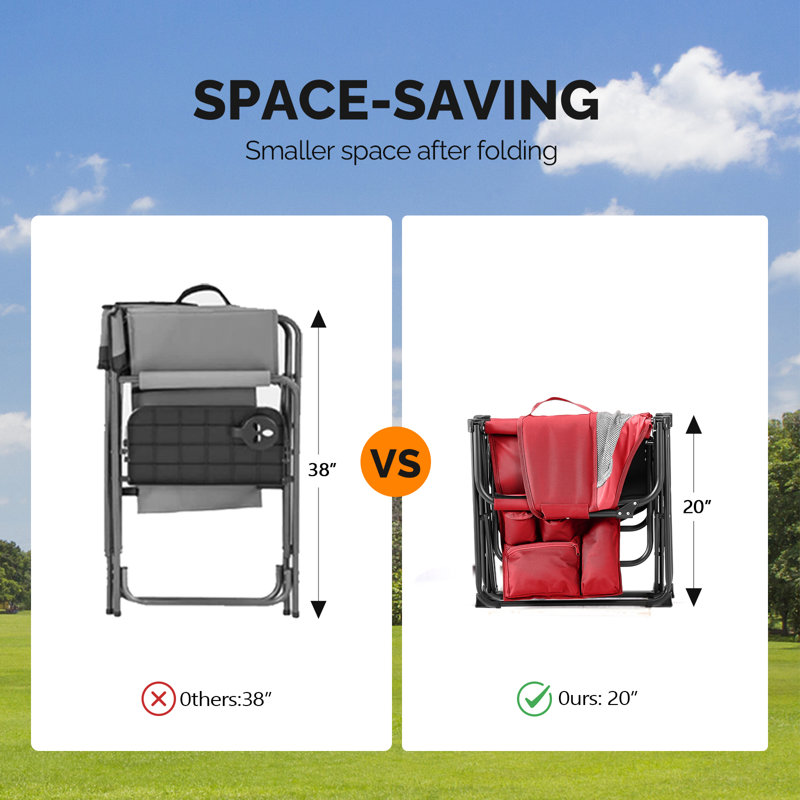 Metal Folding Beach Chair(Set Of), Red, 2