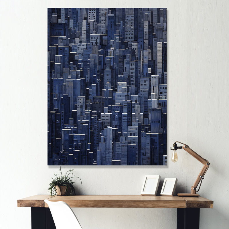 Paysage urbain Indigo Infinity Skyscraper, Toile tendue, H 20 po x l 12 po x P 1 po