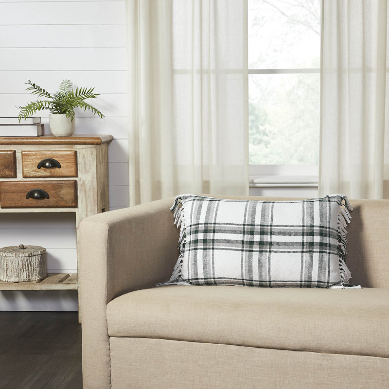 Harper Plaid Reversible Throw Pillow, 14" x 22", Rectangular