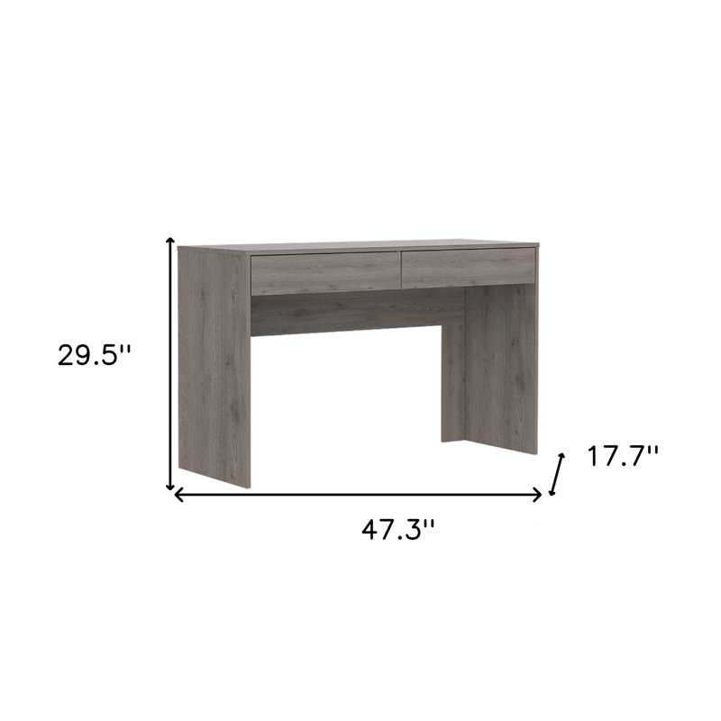 Bureau d'ordinateur avec deux tiroirs Makalyn, Gris clair