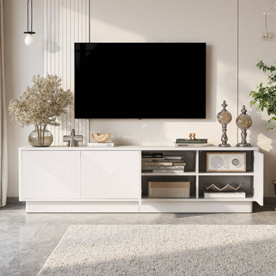 Storage Cabinet with Wave Pattern Doors and LED Accent