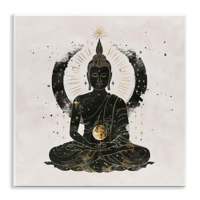 Sitting Buddha Sun Rays Wall Plaque Art by Nina Blue