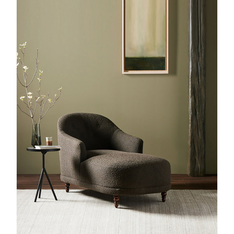 Chaise longue légère et luxueuse en bois massif et laine d'agneau pour chambre et salon