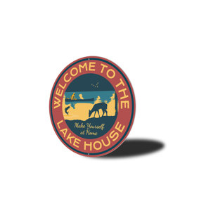 Panneau «Welcome To The Lakehouse» en aluminium