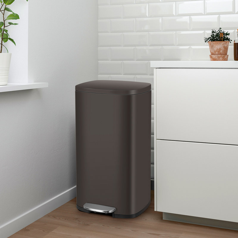 Steel Kitchen Trash Can, 30, Brown