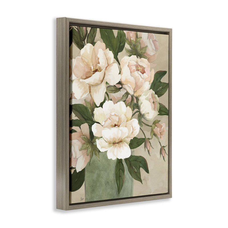 Bouquet de roses chic et élégant, H 21 po x l 17 po, Cadre flottant orme Montalcino