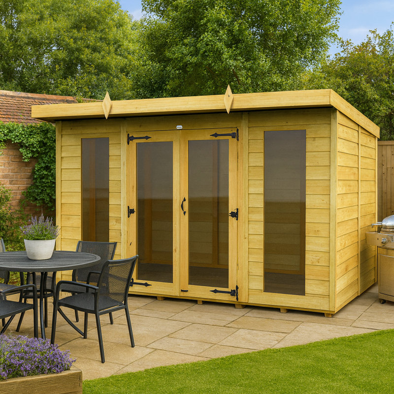 10ft x 6ft Pent Summer House (Full Height Window)