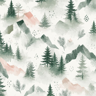 Rouleau de papier peint amovible à motif de nuages de brouillard montagne l 17,7 po x H 118 po