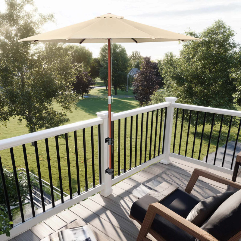  Hauteur du support de support de parasol de terrasse flexible pour balustrade de patio Balcon, cour, piscine, chariot mobile, noir, plat
