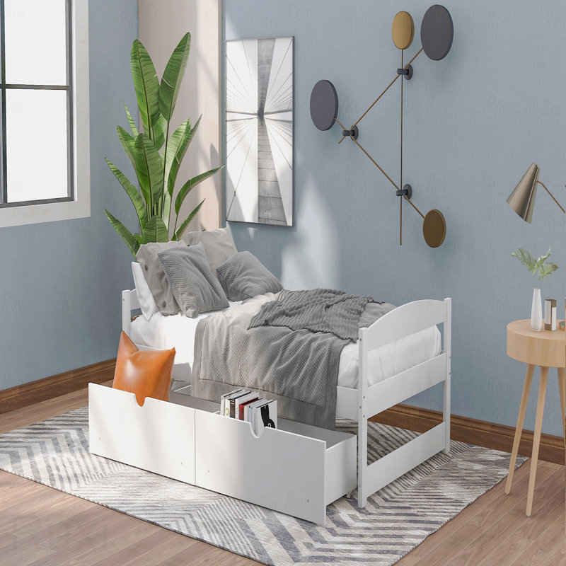 Structure de lit plateforme simple, 2 tiroirs de rangement