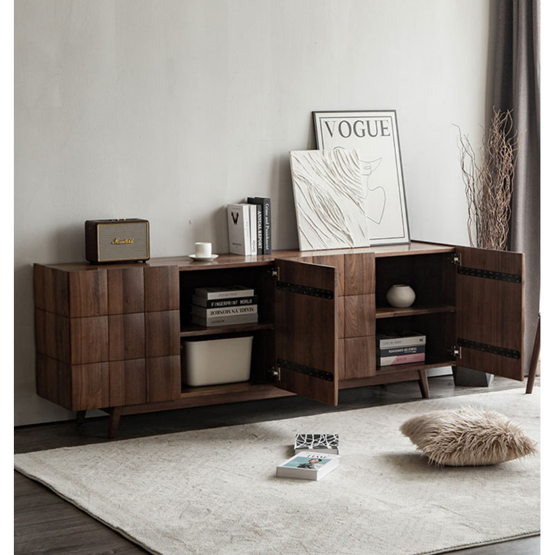 Meuble télé simple en bois massif brun