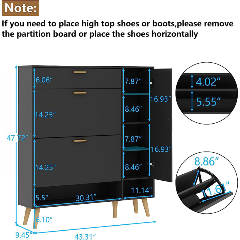 Boules 20 Pair Shoe Storage Cabinet, Black