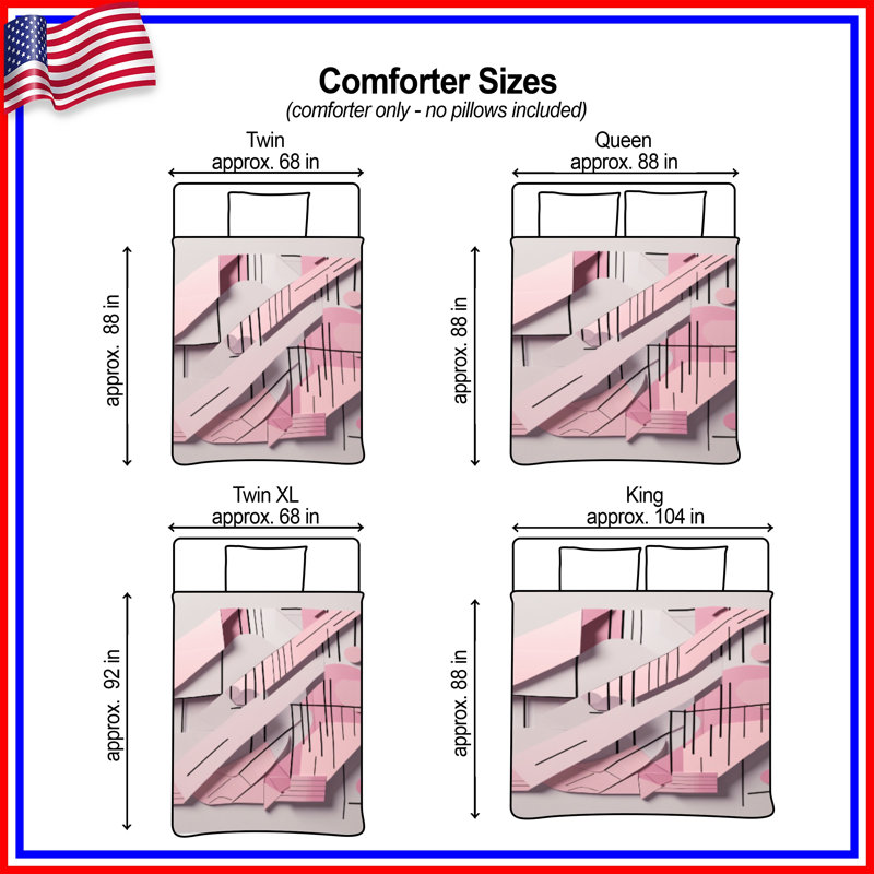 Pink Geometric Abstract Comforter, Twin