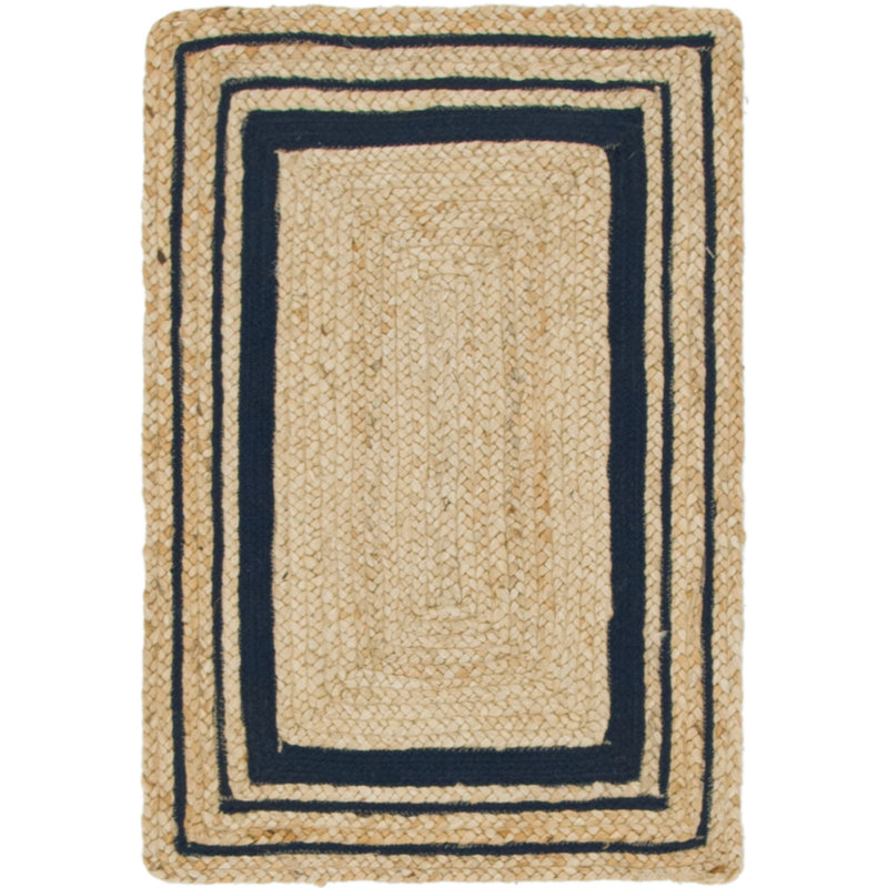 Lenard Jute / Sisal Indoor Rug, Natural/Navy Blue, Rectangle 2' x 3'1"