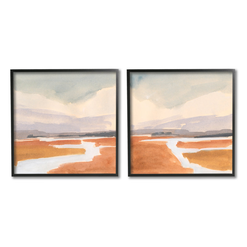 Ensemble de giclée d'art texturé, paysage champêtre, Giclée encadrée noir minuit, L 12 po x H 12 po