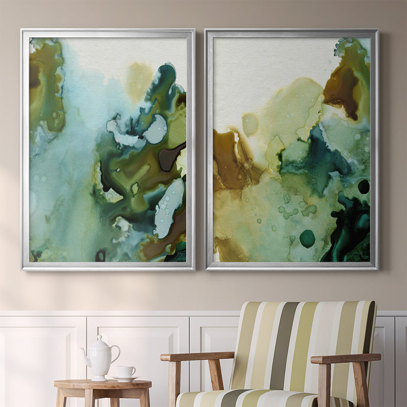 «Water and Earth I», toile encadrée de qualité supérieure - prête à être accrochée, H 30,5 po x l 45 po x P 2,5 po, Argent