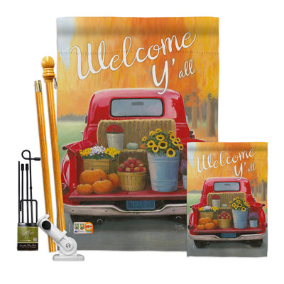 Camion récolte « welcome »-impressions de polyester 2 faces 40 x 28 po ensemble de drapeaux