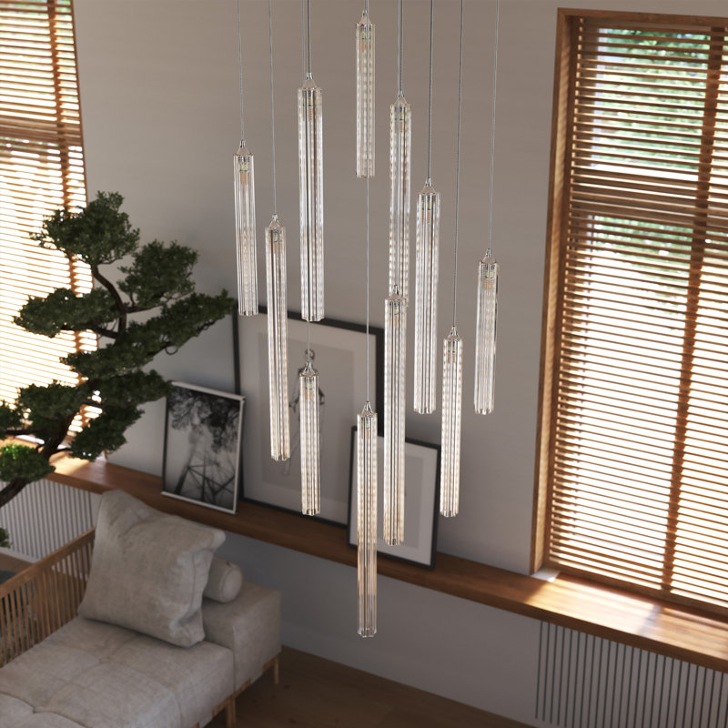 Krystal 11 - Light LED Chandelier, 72", Chrome
