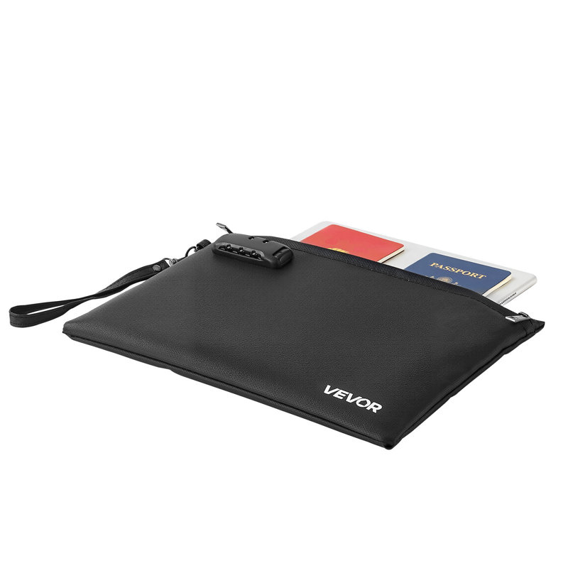 Fireproof Document Bag, 1832 ℉ Heat Insulated Fireproof and Waterproof Bag with Lock, Portable File Storage Security Organizer Home Office Travel Use, for Passports, Important Documents and Files