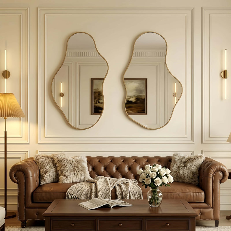 Ensemble de miroirs muraux asymétriques irréguliers, Doré, 43 po x 26 po