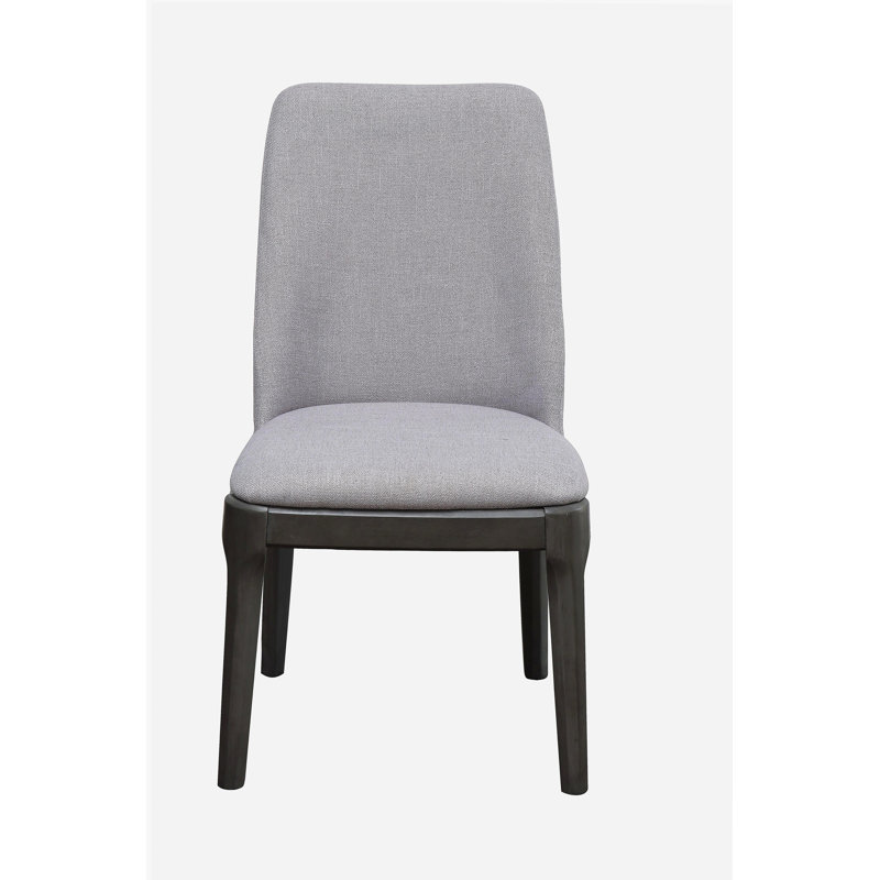 Chaise sans accoudoirs en lin et en chêne gris Madan (ensemble 2 pièces)