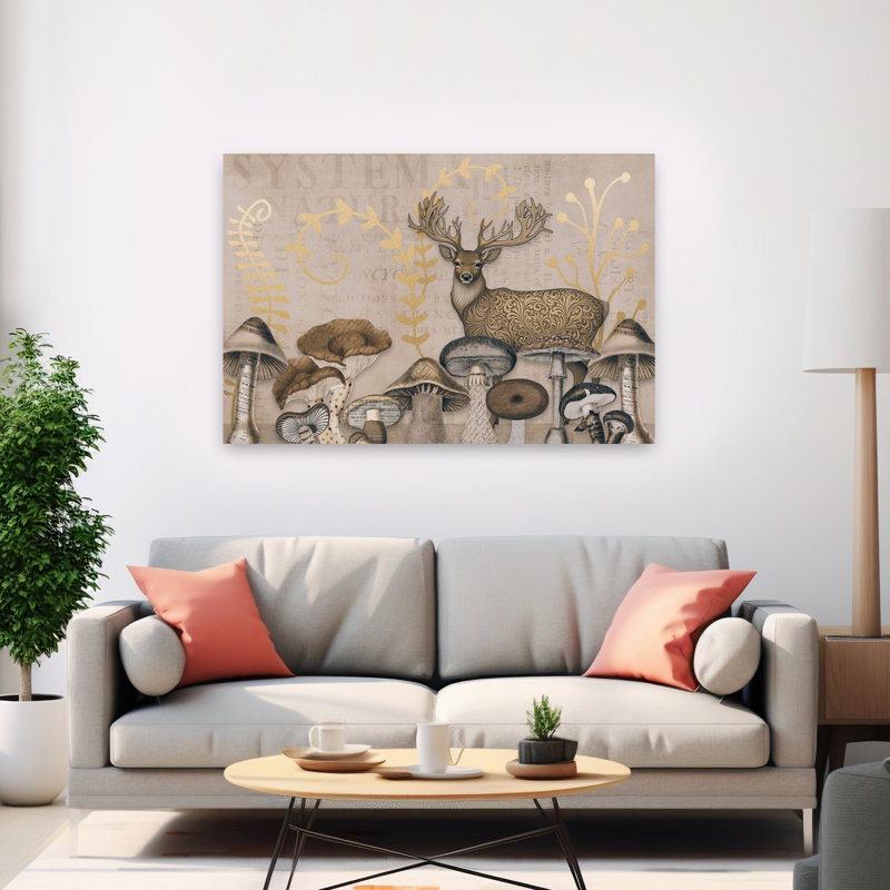 Affiche murale vintage représentant un cerf des bois, élégante et rustique, avec un cerf de la forêt et la nature.