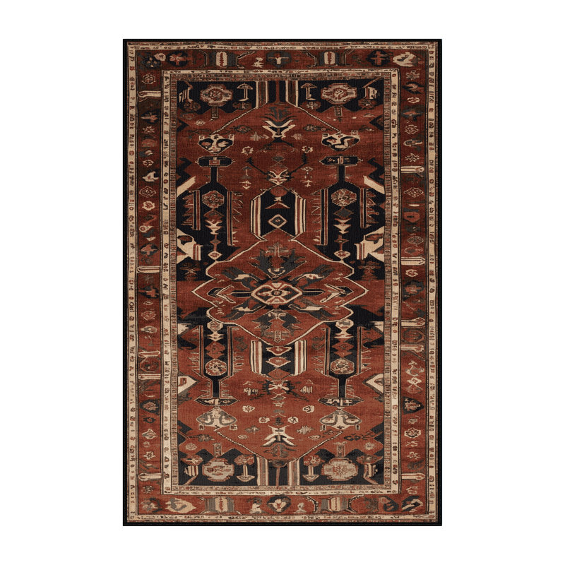 Tapis brun lavable à la machine, Rectangle 7 pi x 10 pi