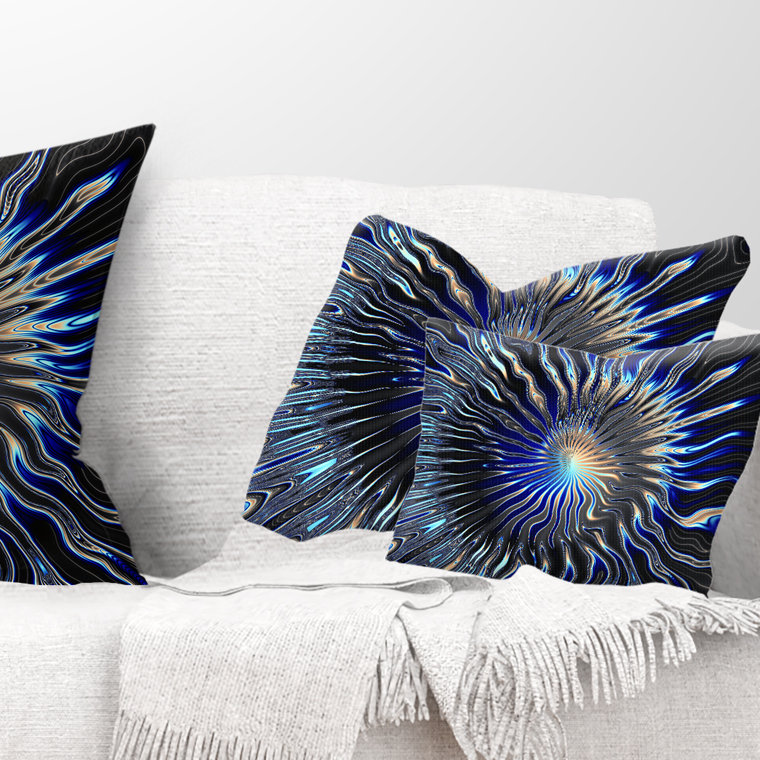 Housse et insert de coussin rectangulaire Rays from the Circle, 18 po x 18 po, Coussin décoratif