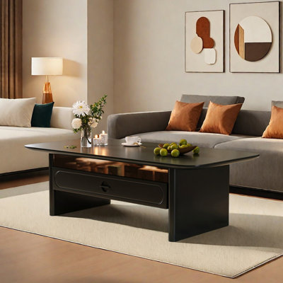 Retro rectangular solid wood coffee table