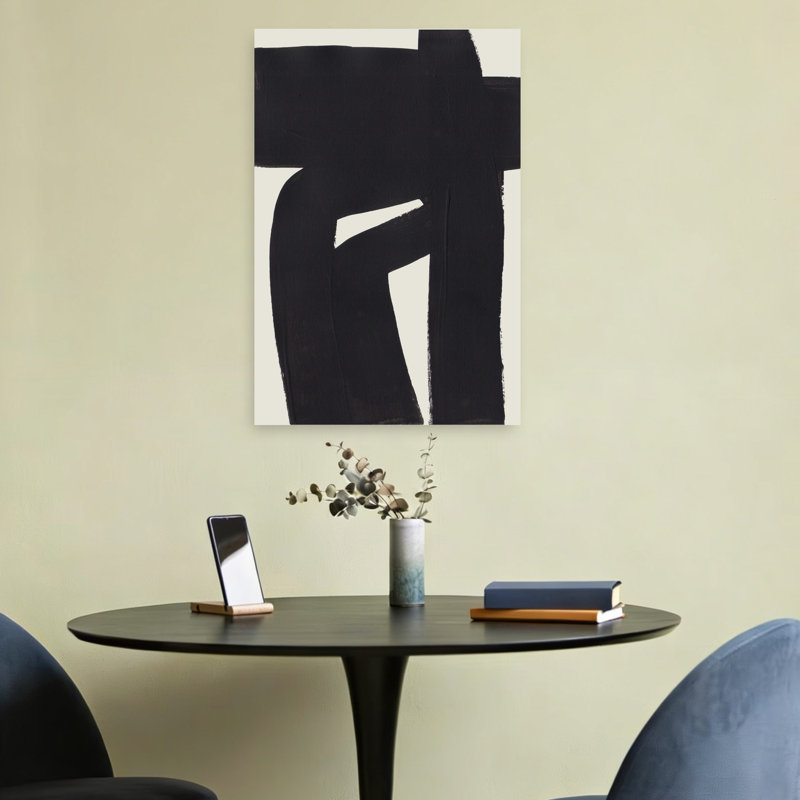 «Abstract Black Form Abstract», reproduction d'art murale contemporaine, H 24 po x l 16 po