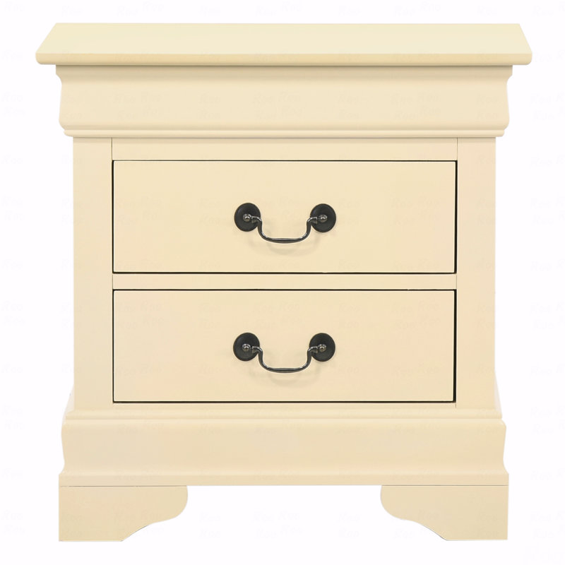 Nightstand With Drawers, Beige