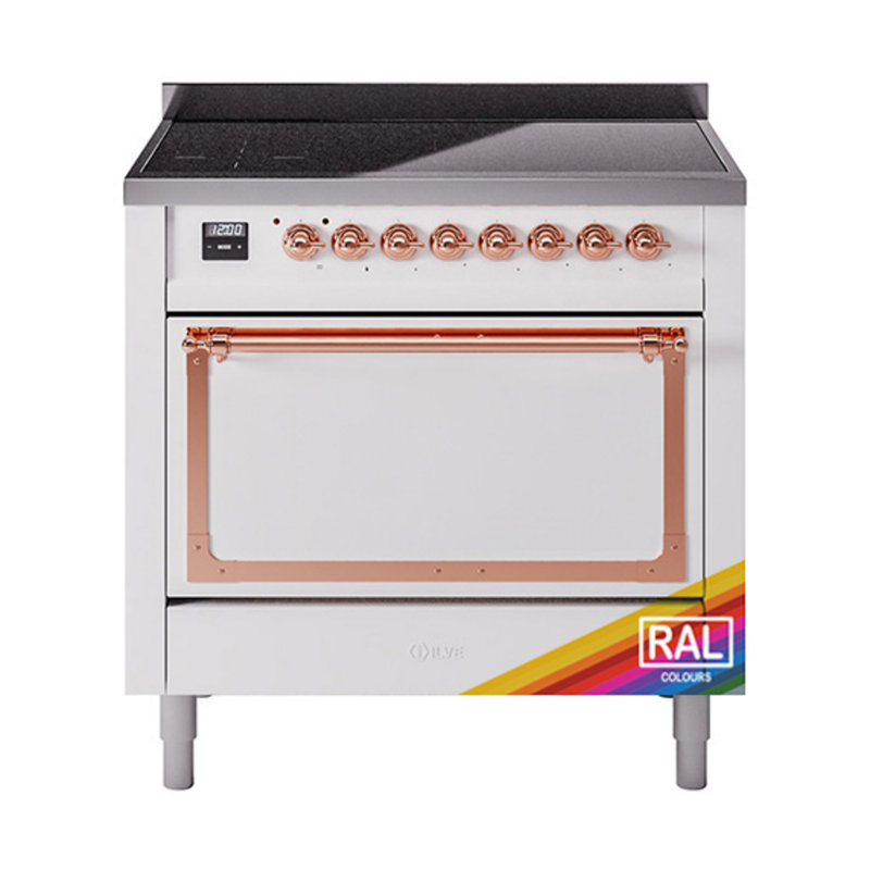 Cuisinière à induction 36 pouces avec 5 éléments à induction ILVE Nostalgie II Series Noblesse, Cuivre
