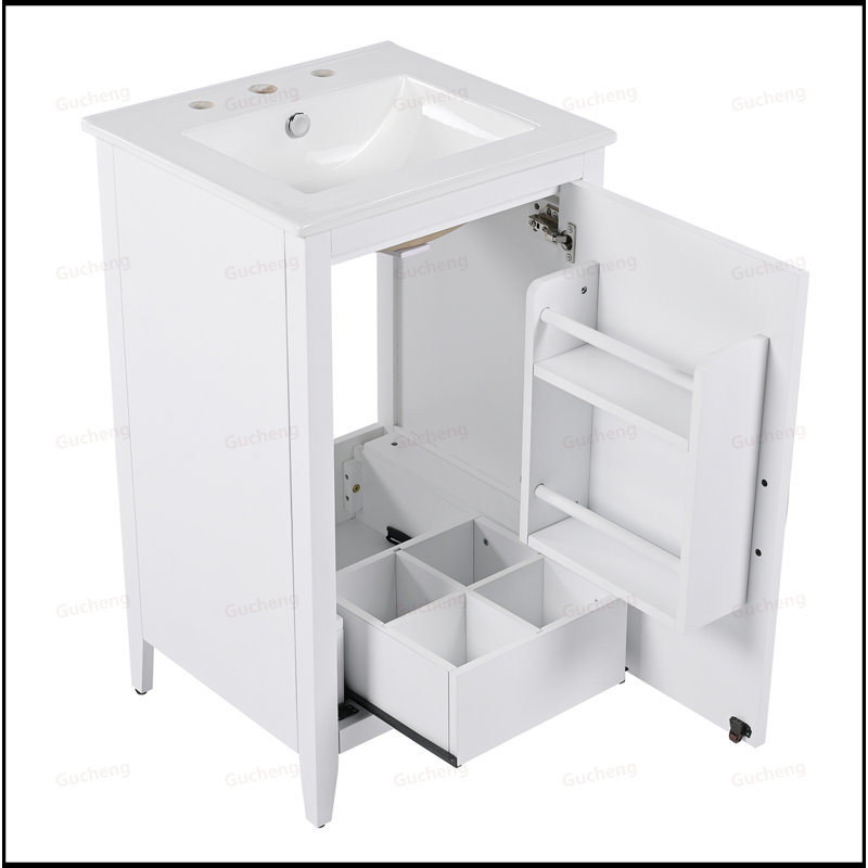 Meuble-lavabo 20,3 po avec tiroir fonctionnel, Blanc