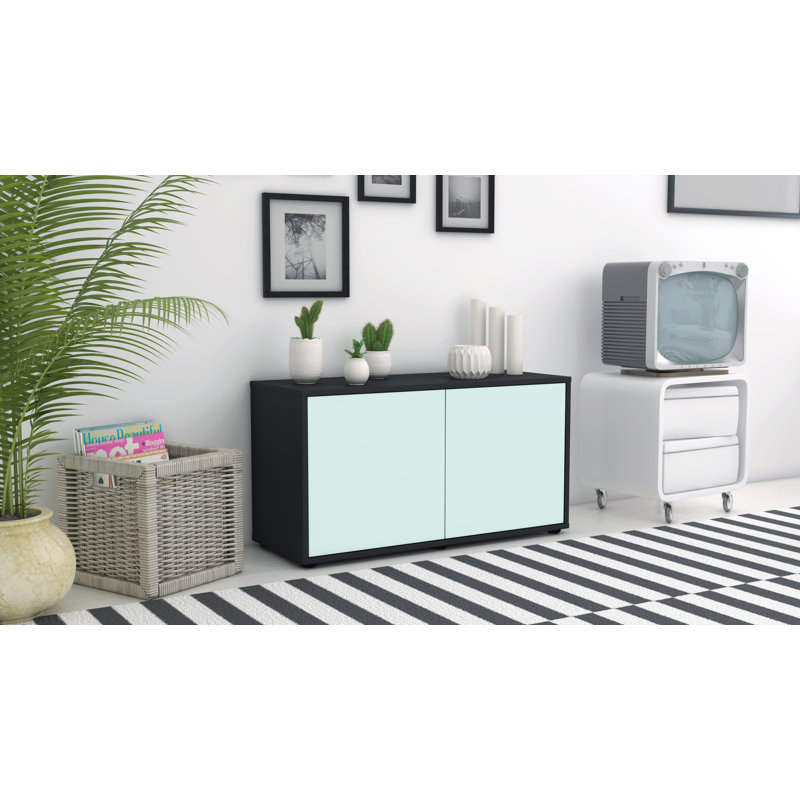 Tylor 92 cm W Chest of Drawers, Black/Light blue