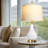 24” White Ceramic Bedside Table Lamps With Dual Usb Ports & Led Bulbs
