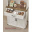 Armoire de cuisine 71 "avec lumières et station de charge, armoire à café avec portes et tiroir, style campagnard, tablettes réglables, blanc rustique