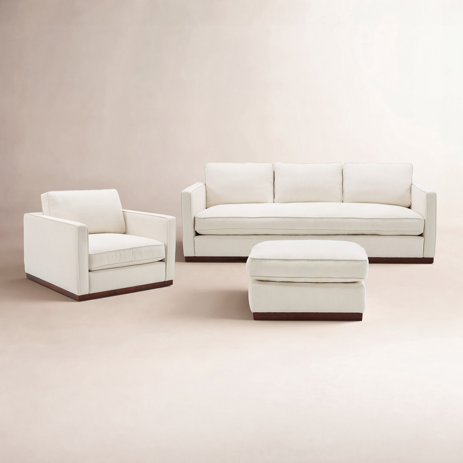 Bobbi 3-Piece Cotton Living Room Set, Flanigan Cotton