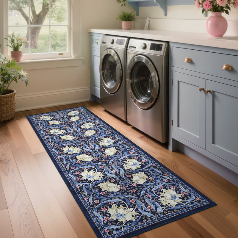 Machine Washable Area Rugs Vintage Floral Rug for Living Room Stain Resistant Foldable Lightweight Non Slip Carpetfor Bedroom Office