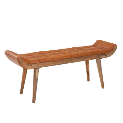 Tenorio Genuine Leather Upholstered Bench