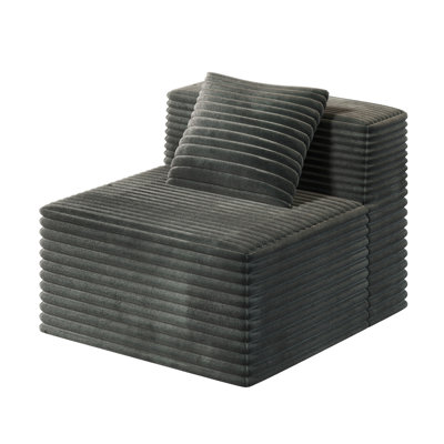 Modular Single , Gray Corduroy Upholstery, Comfortable Seating, For Living Area Sectional Corduroy, , Primary Space