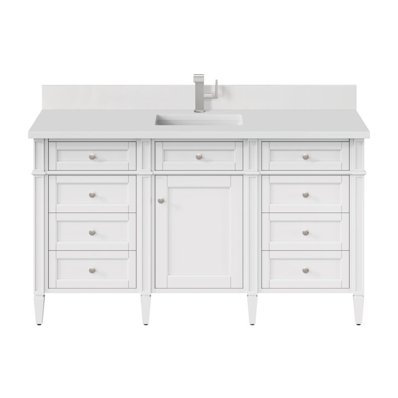 Brittany 60'' W Single Vanity, White, 8" Widespread, White