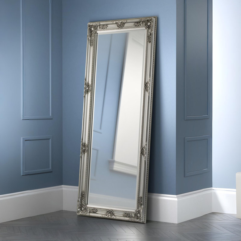 Eleanora Wood Flat Floor Mirror, Pewter