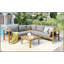Ensemble de 4 canapés d'extérieur en bois d'acacia, accoudoirs en filet tissé, ensemble de canapé de patio en L avec table basse, ensemble de conversation d'extérieur avec coussins gris et table d'appoint-872006076