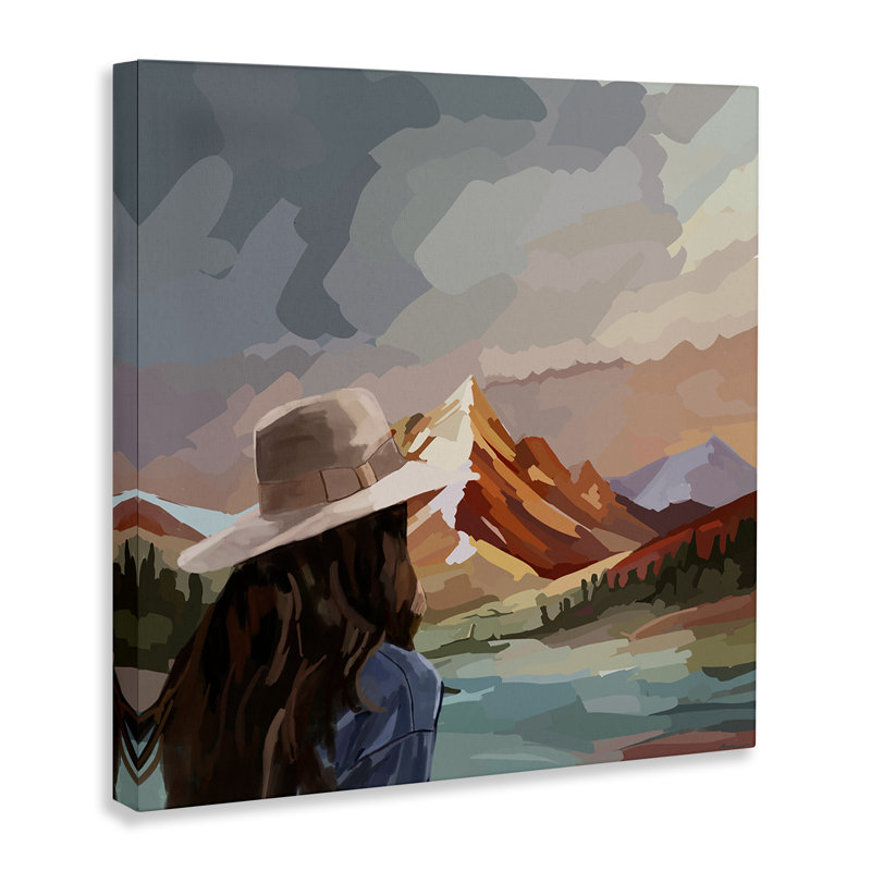 «Vibrant Mountain View with Girl», art mural par Amelia Noyes, 17" H x 17" W