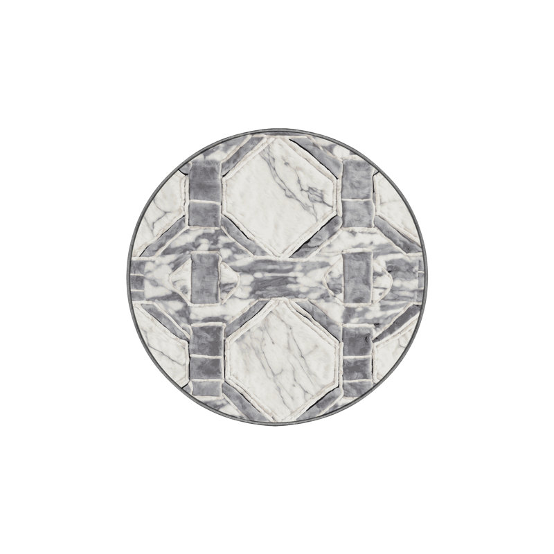 Machine Washable Gray Area Rug, Round 6'