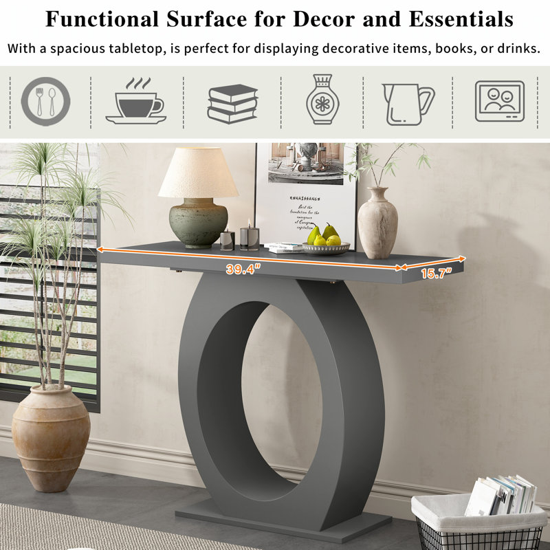 Modern 39.43" Criss-Cross Console Table, Gray