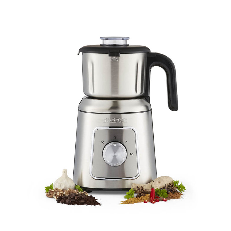 GEEPAS Wet & Dry Mixer Grinder | Electric Coffee Grinder for Dry Spices Chutney’s & Curries, Stainless Steel Housing | Safety Lock 2 Speed with Pulse Detachable Body Jar | 2 Year Warranty 600W Silver