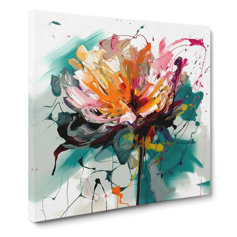 Floral Gestural Art No.7 - Wrapped Canvas, 50cm H x 50cm W x 3cm D