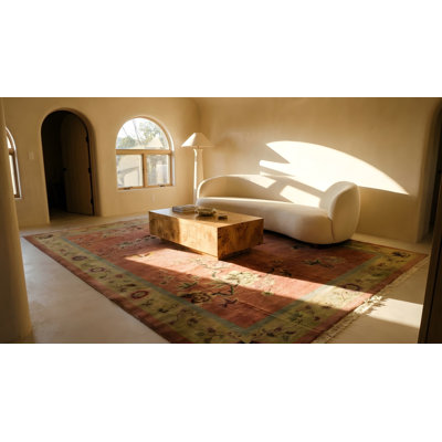 Tapis rose antique en laine Art déco