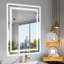 Miroir de salle de bain 55X30 pouces à DEL intelligent avec éclairage à intensité variable, 3 réglages de température de couleur, mode brouillard, compatibilité avec interrupteur mural, choix, brouillard intégré, contrôle, conception incassable-969447538
